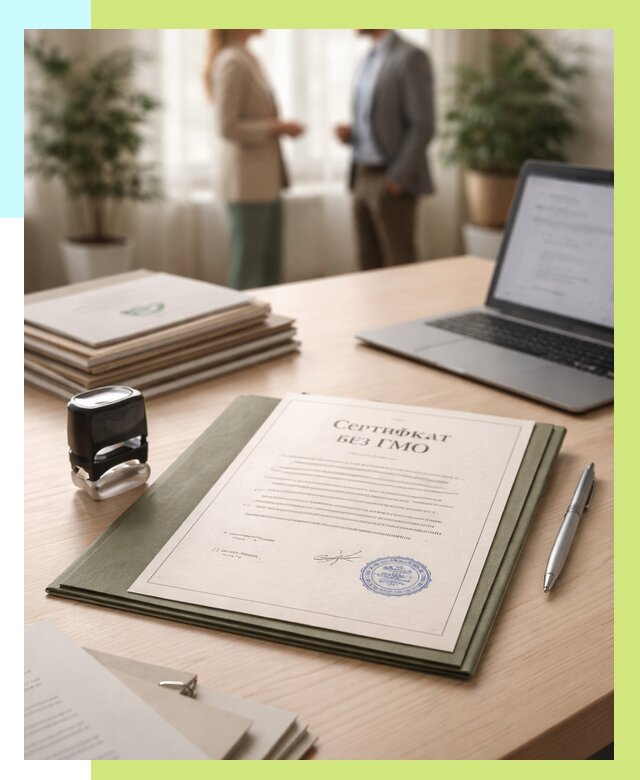 Сертификат без ГМО в Евпатории от 7900 р. оформить срочно Алешин-Евп